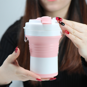 折叠杯子便携旅行硅胶伸缩创意户外环保吸管水杯随行咖啡杯耐高温