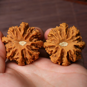 精选品文玩核桃八棱宫灯笼麒麟纹野外生秋子粗筋麻核桃盘玩手把件