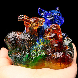 2022年猪兔羊三合摆件猪兔赐禄兔羊赐瑞羊兔展宏运琉璃摆件吊坠