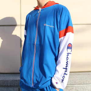 春夏防风正品日本代购冠军运动外套拼色刺绣字母拉链开衫男运动服