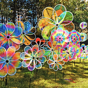 彩虹透明旋转八叶风车炫彩户外小区幼儿园运动会节庆春节装饰风车