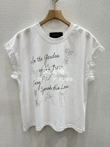 GALERIE DE SOSO韩国东大门代购2024夏季女装蕾丝拼接字母短袖T恤
