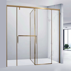 香槟金拉丝淋浴房t型一门两用下沉卫生间一字隔断侧移滑门f形深圳