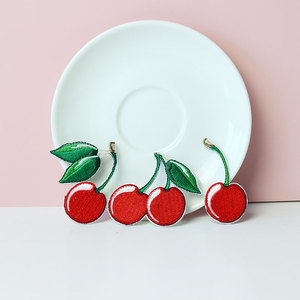 樱桃水果刺绣布贴补丁小洞遮挡diy装饰书包手机壳配饰3个形态自粘