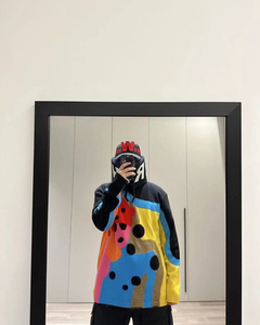 walter van beirendonck 彩虹外星人拼色针织刺绣男女针织衫毛衣