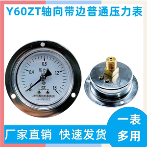 Y60ZT轴向带边压力表Y-60ZT面板安装水压表气压表油压1MPA 1.6MPA