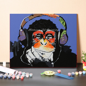 画画diy手工填充数字油画动物大猩猩简约现代手绘解闷油彩画挂画