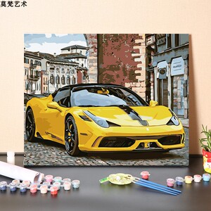 手绘装饰画汽车