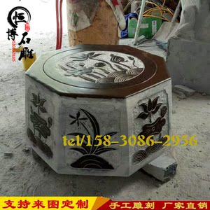 井盖已有做旧井口图纸浮雕井台装饰井圈圆形别墅别墅庭院石头花盆仿古青石石雕图片