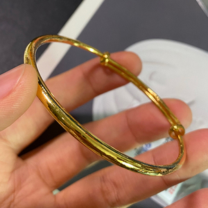 树懒猫猫 黄金999足金实心手镯女款推拉口光面手镯27-30g黄金手镯