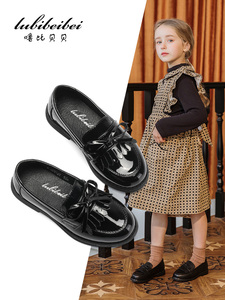 噜比贝贝女童黑色皮鞋2024新款儿童英伦鞋演出公主鞋女孩软底单鞋