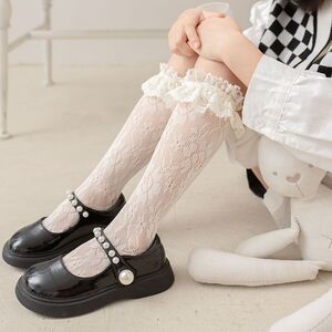 白色蕾丝花边洛丽塔袜子女jk长筒小腿爱莎公主日系lolita薄袜瘦腿