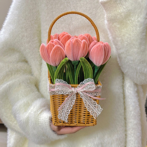 慕夏手创自制扭扭棒郁金香编织diy材料包春日花篮送女友闺蜜花束