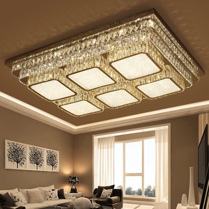 LED线切割水晶灯客厅长方形 宾馆会所酒店工程吸顶灯 1.2 1.5 2米