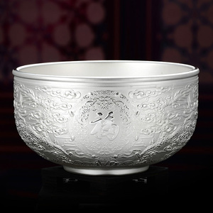 泰光银楼银碗999银雪花银筷子银勺子套装餐具宝宝小孩家用送礼