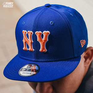 new era美职棒mlb 纽约大都会 复古英文刺绣调节平檐棒球帽9fifty