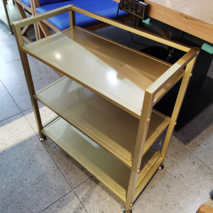 火锅店菜架子商用三层置物架串串香桌边架金色轻奢餐厅厨房小餐车