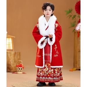 汉服男童拜年服冬季儿童中国风男宝唐装新款龙年过年加绒加厚套装
