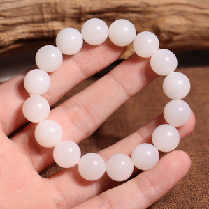 方言精品和田玉佩戴级油润细腻俄料羊脂白玉圆珠12mm手串手链n