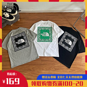 韩国2022新款the north face北面腰果花男女情侣运动休闲短袖t恤