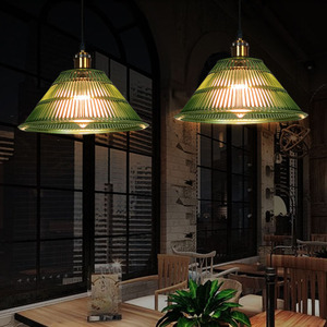 美式乡村老上海民国风复古餐厅阳台咖啡馆单头玻璃绿色透明吊灯
