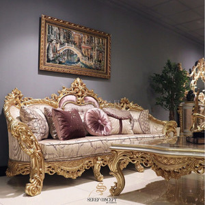 欧式奢华型实木沙发布艺设计原木雕花艺术茶几法式宫廷巴洛克家具