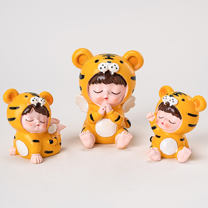 虎宝宝满月百天烘焙蛋糕装饰可爱卡通小老虎摆件周岁生日派对装扮