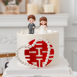 情人节结婚订婚蛋糕装饰立体西式新郎新娘人偶摆件大囍硅胶模装扮