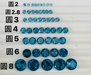 天然原矿vvs伦敦蓝托帕石裸石戒面圆形2MM-8MM实图镶嵌配空托戒指