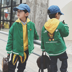 日本bape童装男童秋装外套新款高街女童棒球棉服儿童夹克上衣潮