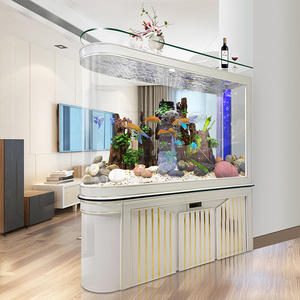 子弹头鱼缸客厅小型2022新款轻奢生态免换水隔断屏风金鱼水族箱