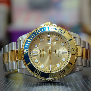 invicta一米劳因维克塔18k金银双音梅赛德斯指针夜光男手表 30948