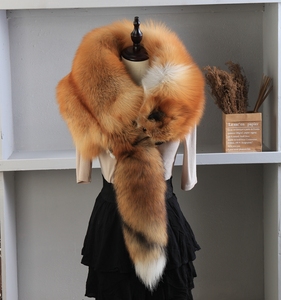 狐狸围脖整只真皮 整张狐狸皮毛领子 冬季男女通用披肩 围巾 包邮