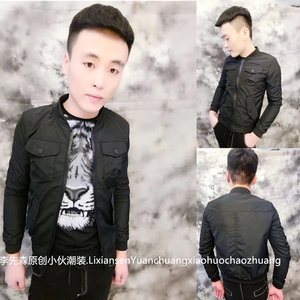 李先森快手红人王老大奶豆同款夹克紧身修身社会小伙青年外套男潮
