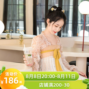 云卷云舒 清水溪汉初原创女装改良汉服灯笼袖印花长袖复古连衣裙