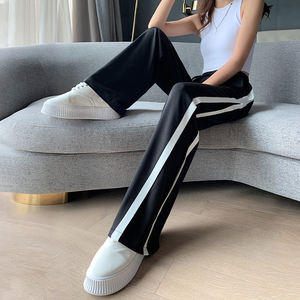 冰丝阔腿裤女夏季薄款裤子高腰垂感西装女裤雪纺休闲直筒拖地长裤