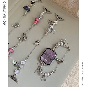 Monna潘多拉金属手链串珠适用于iwatch98765se手表带细款夏日甜美
