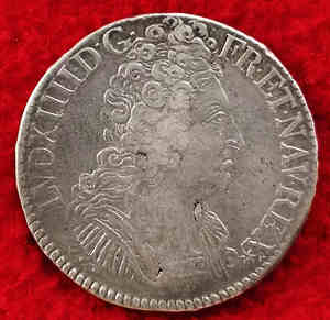 外币欧洲硬币 法国太阳王 路易十四 三皇冠版 1709年 埃居大银币