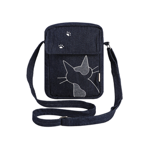 日本卡拉猫正品原创精品可爱品牌女包牛仔色手机袋斜挎包迷你小包