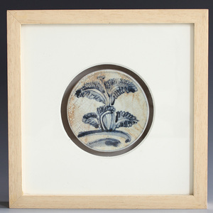 瓷片明清瓷片灵芝纹明代青花瓷片标本装饰画家庭挂画艺术品古玩