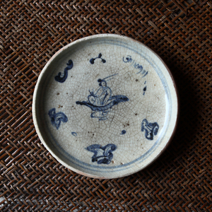 明代中期弘治青花人物仙人乘槎青花碗底瓷片标本杯垫茶杯托小壶承