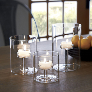 简约小烛台玻璃蜡烛杯摆件西餐厅样板间装饰品烛光晚餐浪漫道具