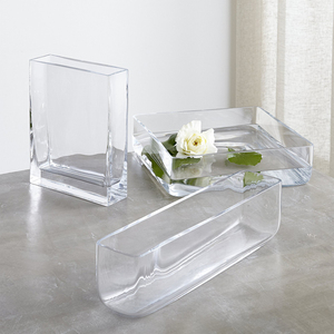 花瓶玻璃花盆 简约烛台客厅睡莲盆方形鱼缸 桌面装饰烛光浪漫礼物