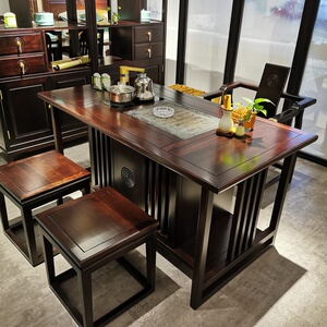 新中式简约全实木家具黑檀木茶台茶桌功夫茶桌茶道台1.5米