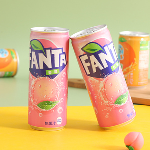 日本进口夏季清凉饮品fanta/芬达白桃味碳酸饮料汽水250ml铝罐装