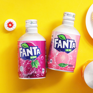 日本进口饮品FANTA/芬达葡萄/白桃果汁味碳酸汽水饮料300ml铝罐装