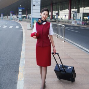 国航空姐制服套装女夏高端气质工作服空乘上衣职业装包臀裙两件套