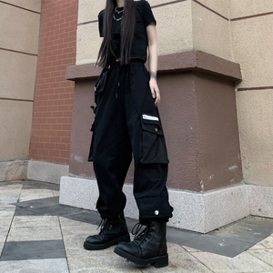 马丁靴搭配的裤子女款夏季美式工装裤hiphop爵士街舞运动裤潮ins