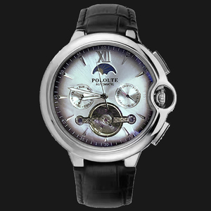 保罗幸运四叶草炫酷全自动机械表防水夜光镂空男士流行手表珊瑚海