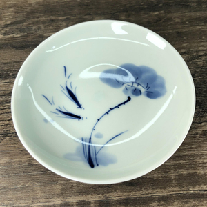 景德镇陶瓷碟子15cm青花瓷复古风手绘荷花单个中式盘子家用圆形盘